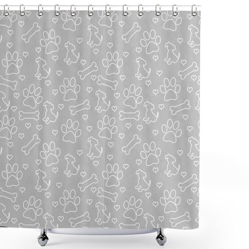 Personality  Gray And White Doggy Tile Pattern Repeat Background Shower Curtains