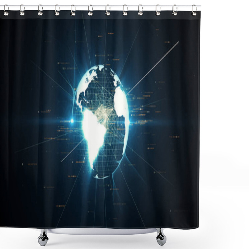 Personality  The Virtual Planet Earth Rotates In Space, The Business Concept Of Technology And Connections In The World 3d Illustration Shower Curtains