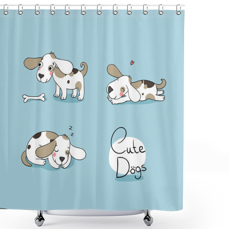 Personality  Funny Cartoon Dogs With A Bone Shower Curtains