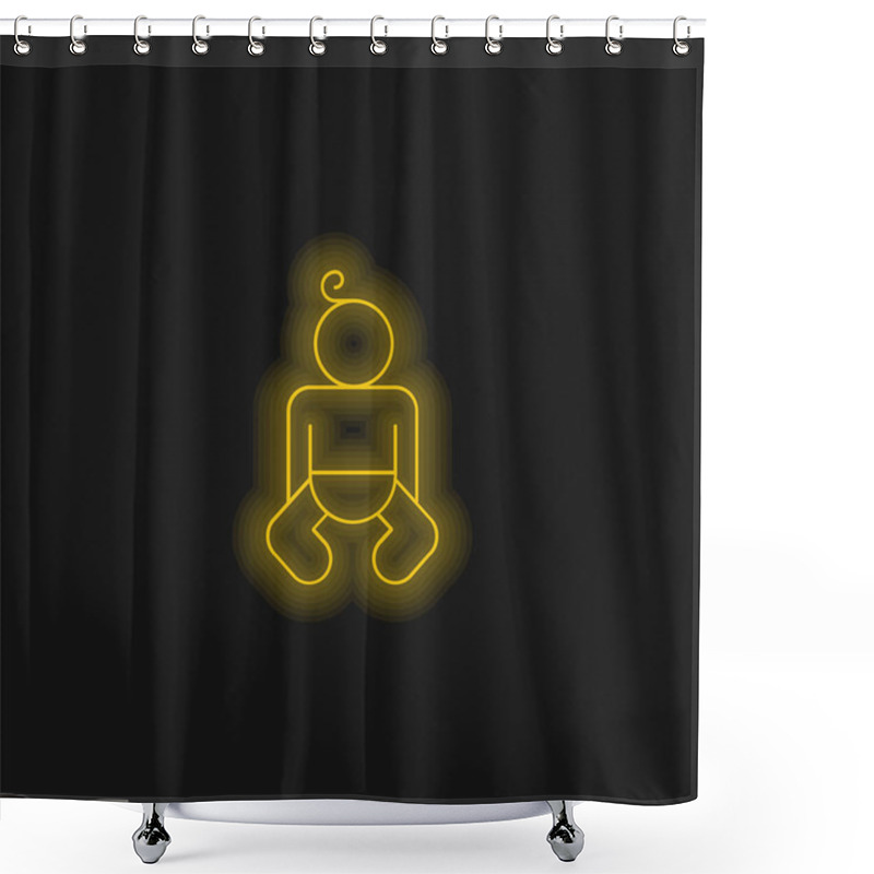 Personality  Baby Body Outline Yellow Glowing Neon Icon Shower Curtains