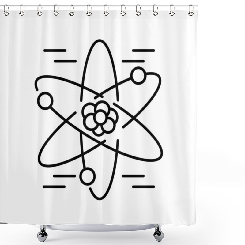 Personality  Helium-3 Black Line Icon. Shower Curtains