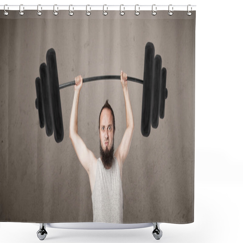 Personality  Funny Skinny Guy Lifting Weights Shower Curtains