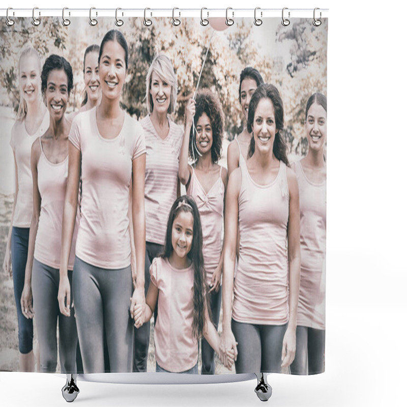 Personality  Women Supporting Breast Cancer Awareness Shower Curtains