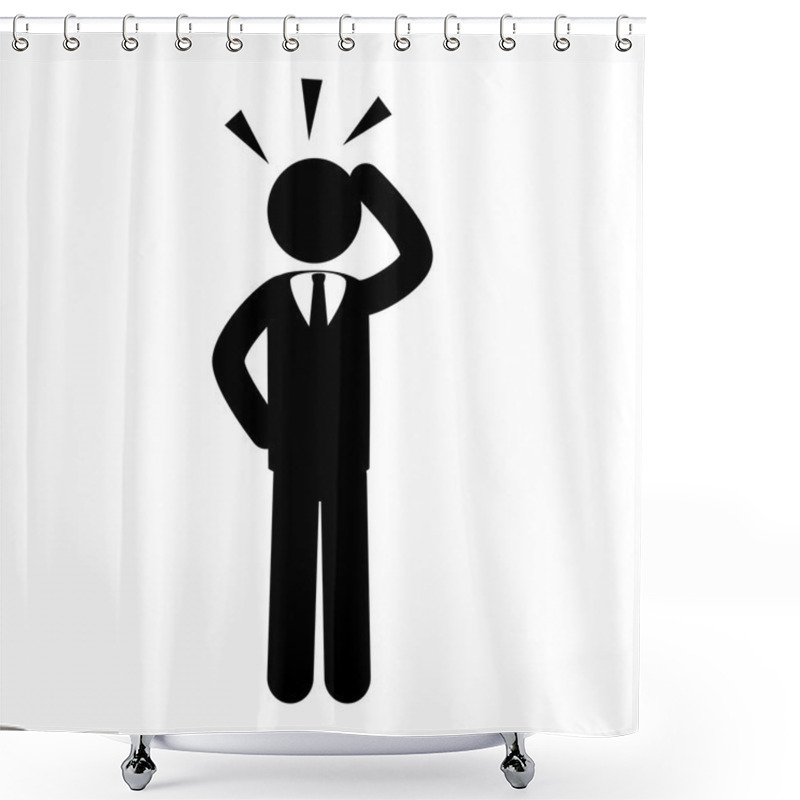 Personality  Man Think Hand Head Suit Tie  Icon Vector Graphic Shower Curtains