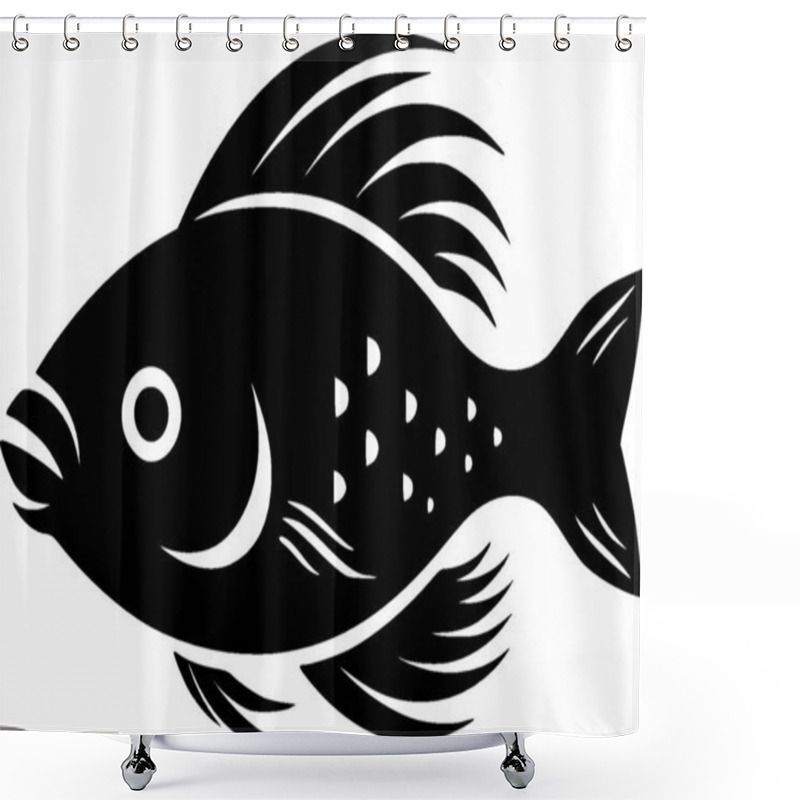 Personality  Fish - Black And White Isolated Icon - Vector Illustration Shower Curtains