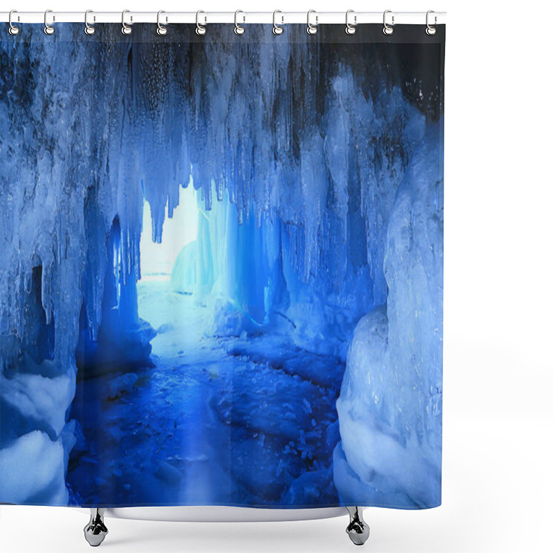 Personality  Ice Cave Winter Frozen Nature Background Landscape Shower Curtains