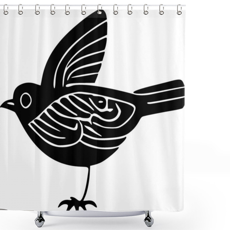 Personality  Black And White Of Illustration Of A Bird Shower Curtains