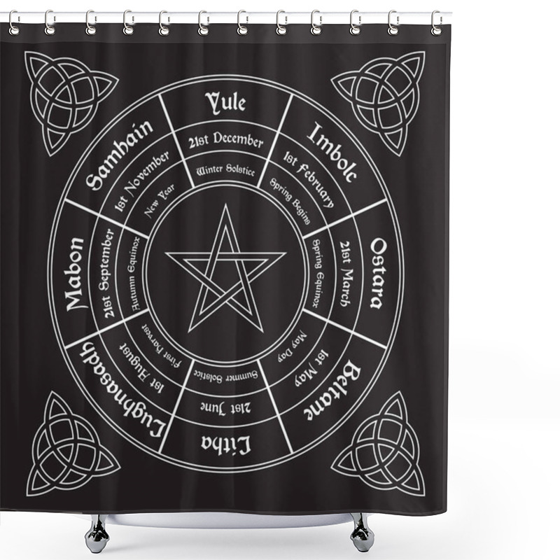 Personality  Wheel Of The Year Diagram. Wiccan Annual Cycle Shower Curtains