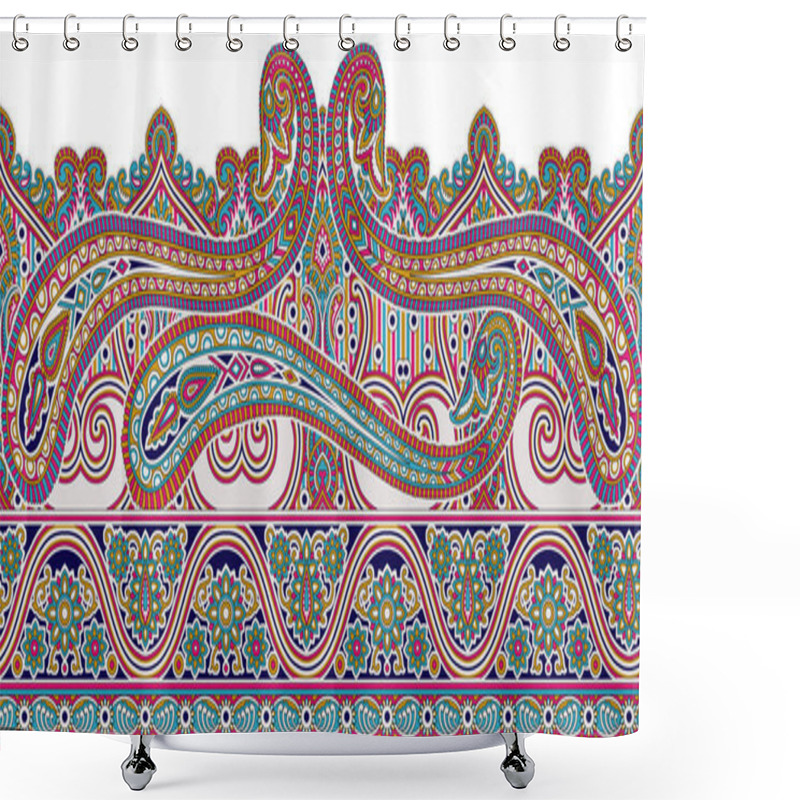 Personality  Seamless Asian Paisley Border Design Shower Curtains