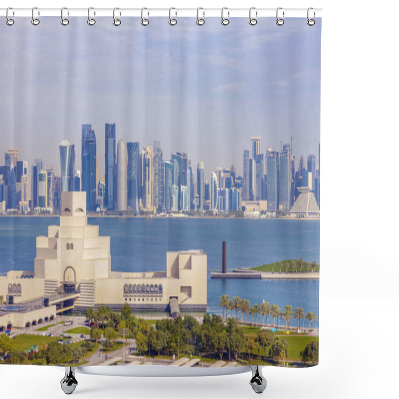 Personality  Panorama Of Doha Shower Curtains