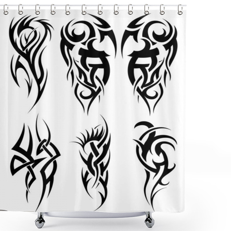 Personality  Set Of Tribal Tattoos Shower Curtains