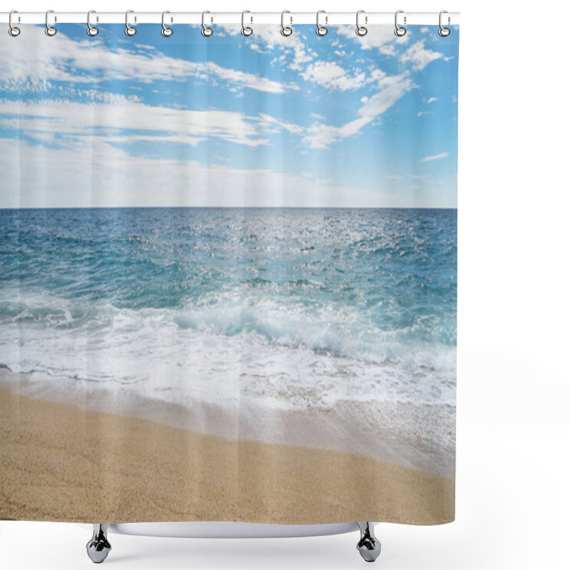 Personality  Sand, Sea And Blue Sky Shower Curtains