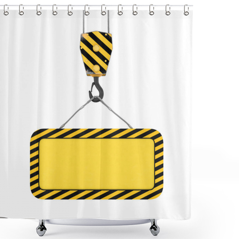 Personality  Rendering Of Yellow Board Hanging On Hook With Two Ropes Shower Curtains