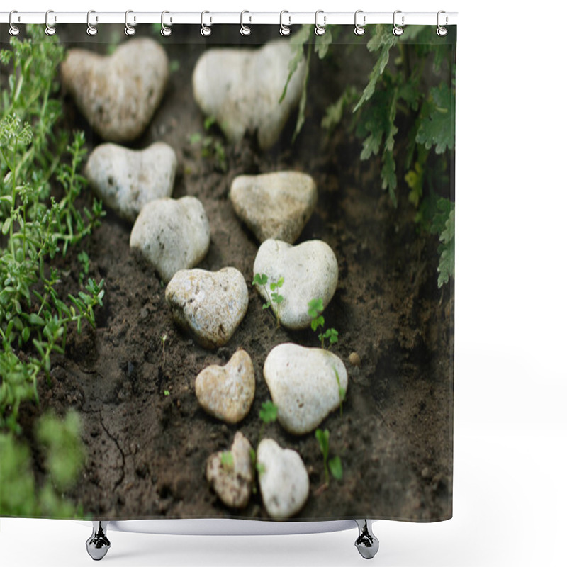 Personality  Sea Stones In The Shape Of Heart Shower Curtains