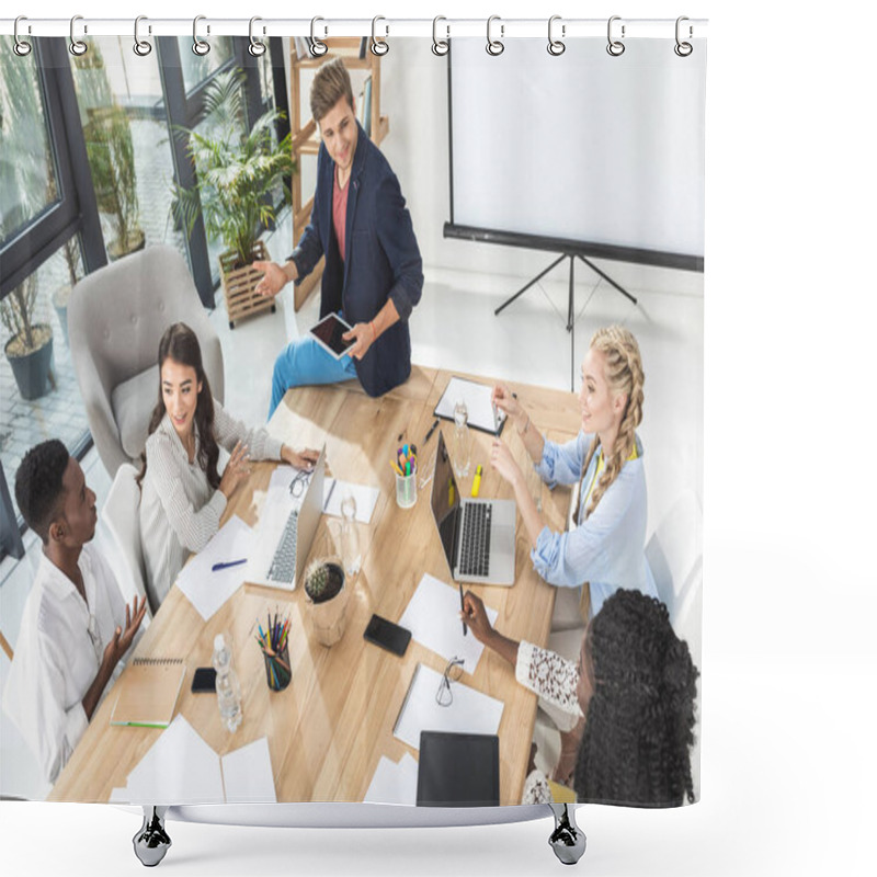 Personality  Multicultural Business Team At Meeting Shower Curtains