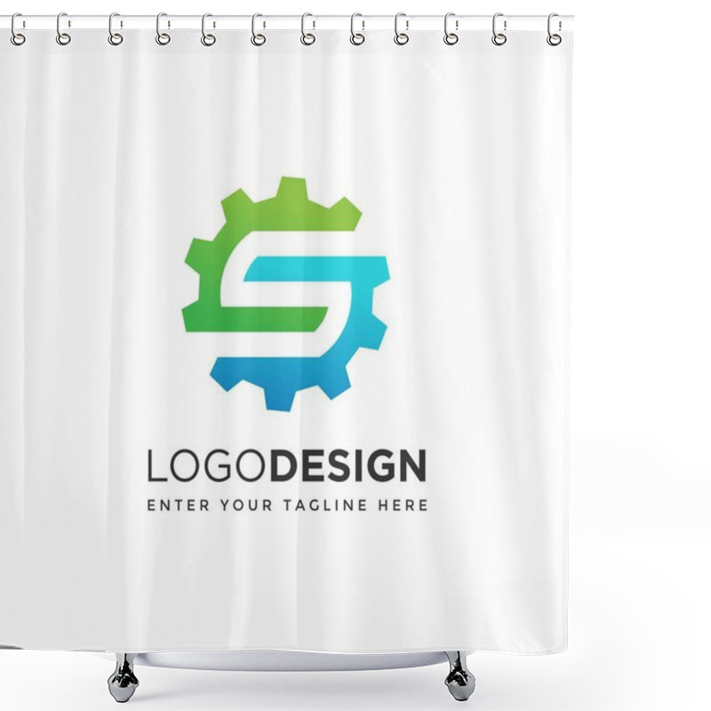 Personality  Modern S Gear Logo Design Templates Shower Curtains