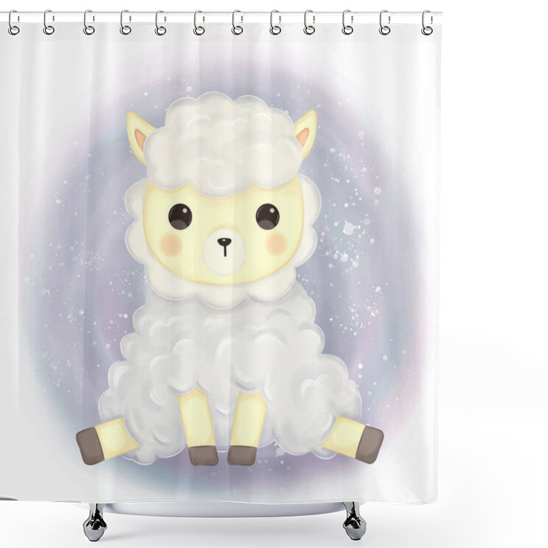 Personality  Cute Baby Lamb Illustration, Animal Clipart, Baby Shower Decoration, Woodland Illustration, Watercolor Animals Illustration Shower Curtains