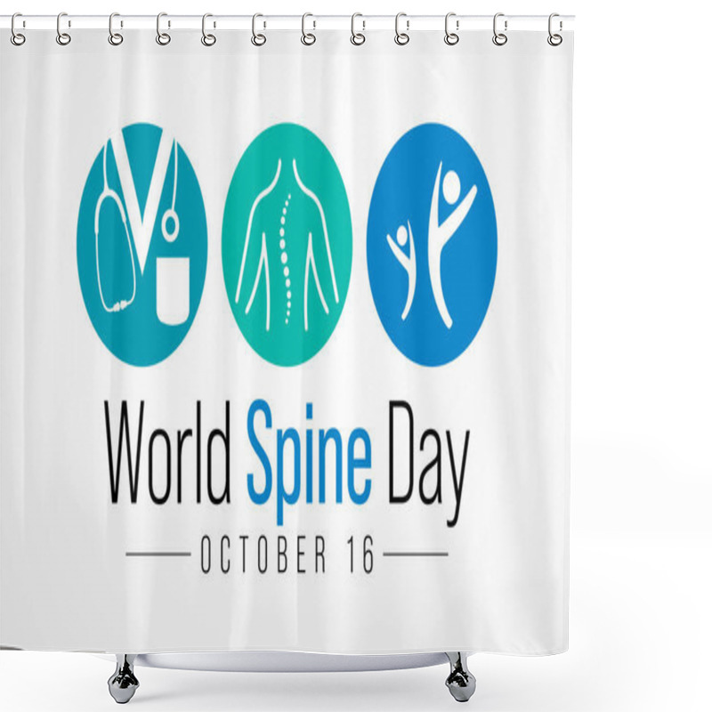 Personality  World Spine Day Is Observed Every Year On September 16, Is Body's Central Support Structure. It Keeps Us Upright And Connects The Different Parts Of Our Skeleton To Each Other. Vector Illustration Shower Curtains