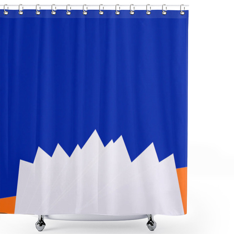 Personality  Decorative Paper Mountains On Blue Background With Copy Space Shower Curtains