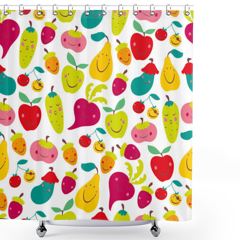 Personality  Children's Seamless Pattern With Vegetables And Fruit. Shower Curtains