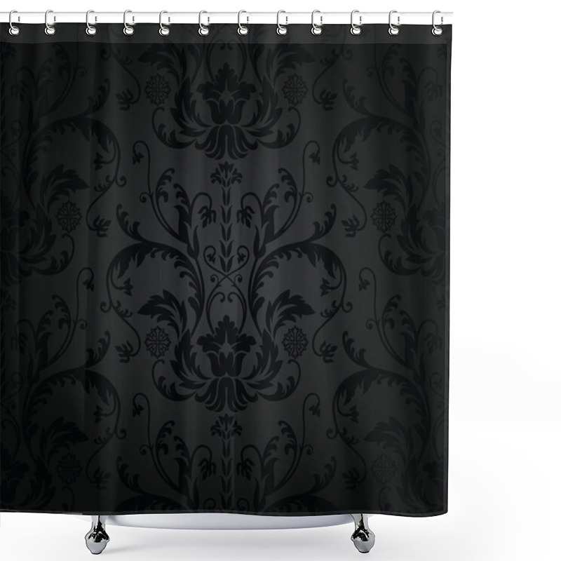 Personality  Charcoal Seamless Floral Wallpaper Shower Curtains