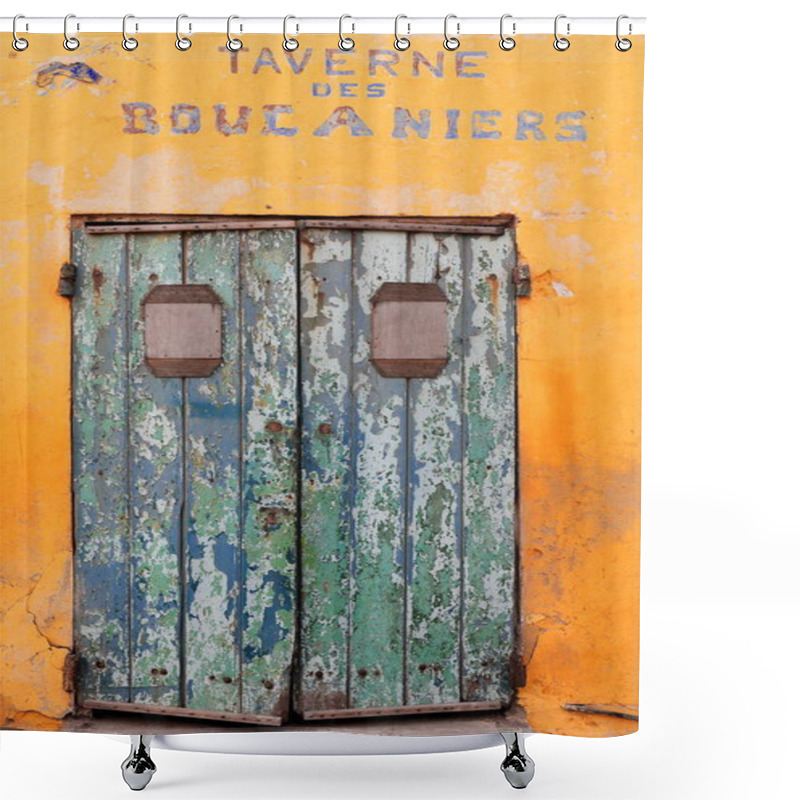 Personality  Closed Door Of Taverne Des Boucaniers. Goree-Senegal. 1727 Shower Curtains