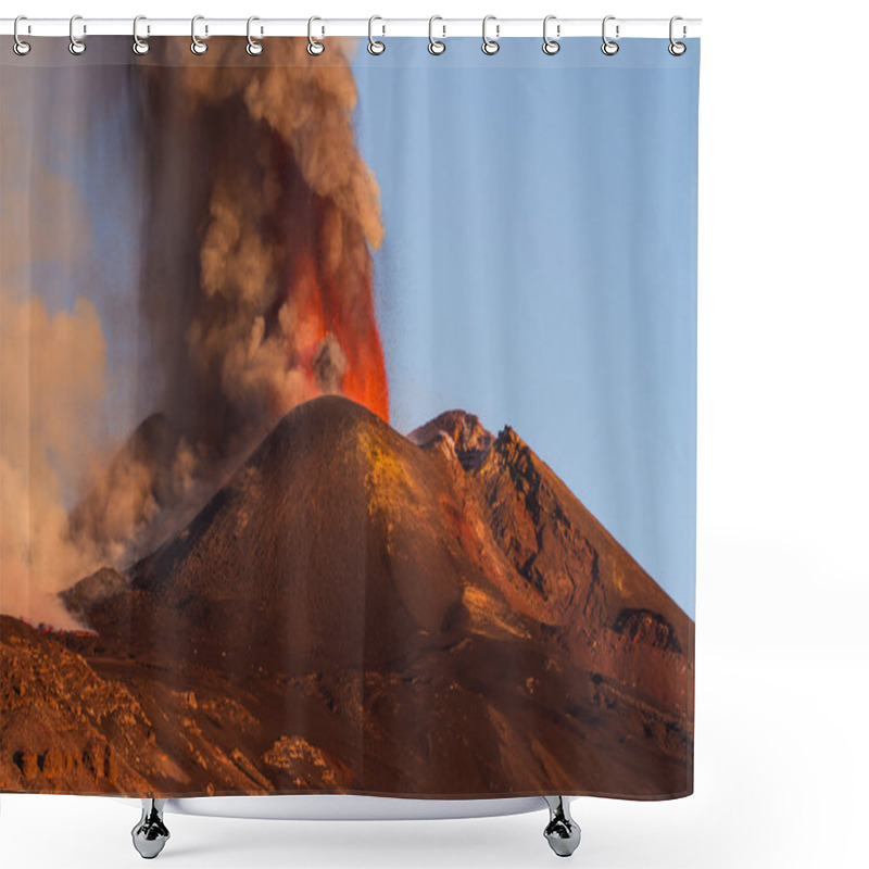 Personality  Mount Etna Eruption And Lava Flow Shower Curtains