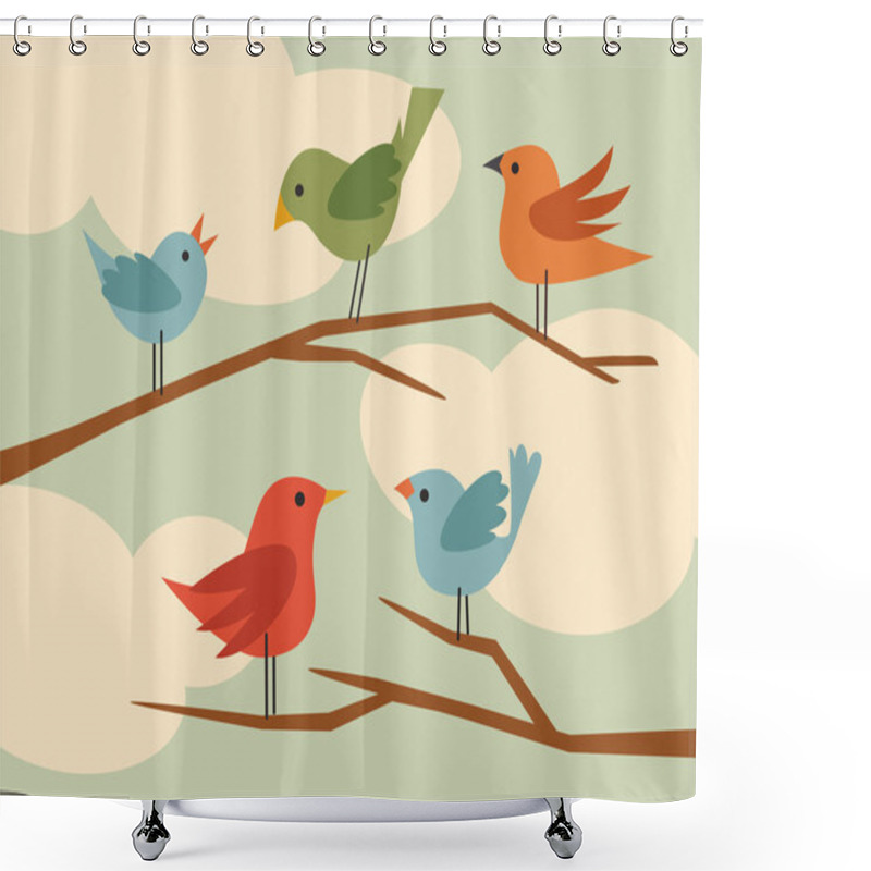 Personality  Vector Bird Set 5 Shower Curtains