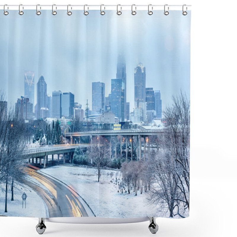 Personality  Charlotte North Carolina City After Snowstorm And Ice Rain Shower Curtains