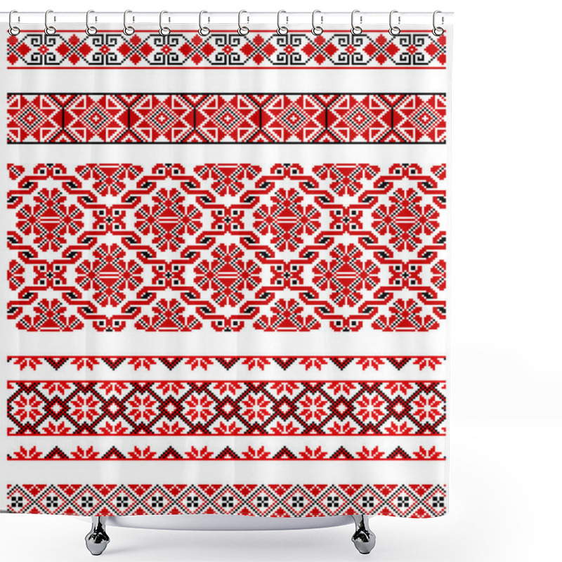 Personality  Ukrainian Embroidery Ornament Shower Curtains