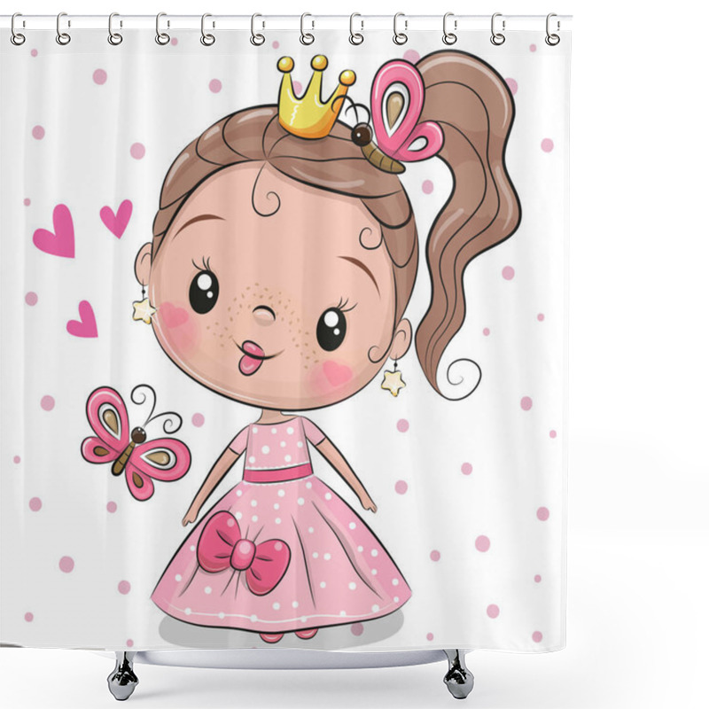 Personality  Cute Fairy-tale Princess On A White Background Shower Curtains