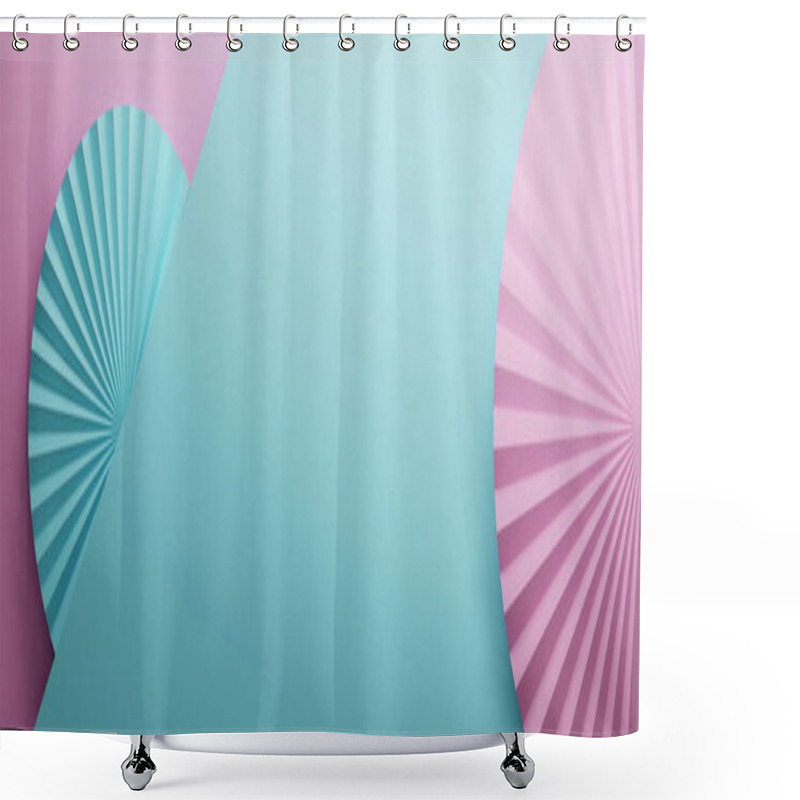 Personality  Wide Simple Banner With Folded Circles With Copy Blank Space In The Center. 3d Illustration. Shower Curtains