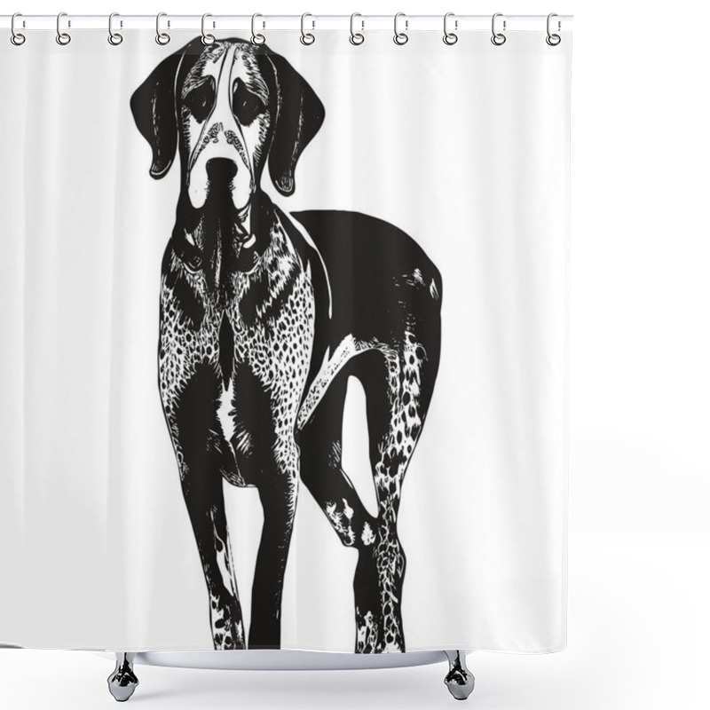 Personality  Hockey Player Silhouette Black And White Vector Shower Curtains