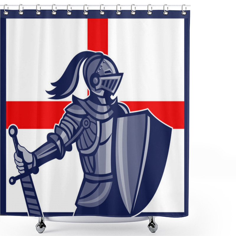 Personality  English Knight Holding Sword England Flag Retro Shower Curtains