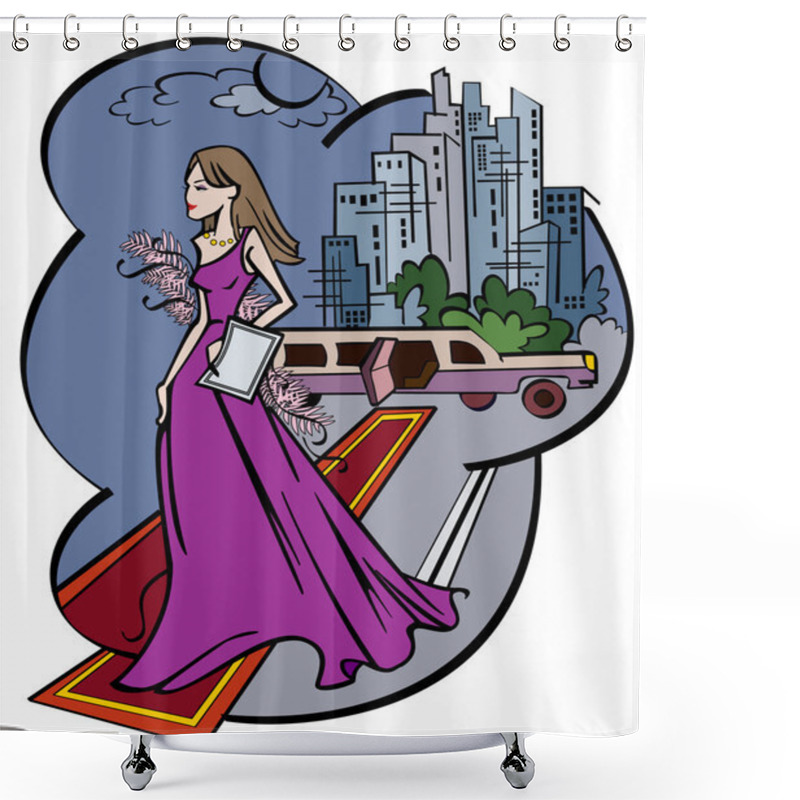 Personality  Cartoon Vector Pretty Woman Shower Curtains