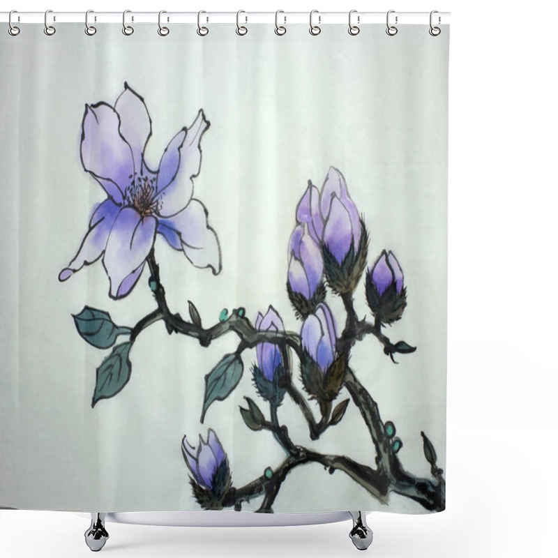 Personality  Lilac Magnolia Flower Shower Curtains