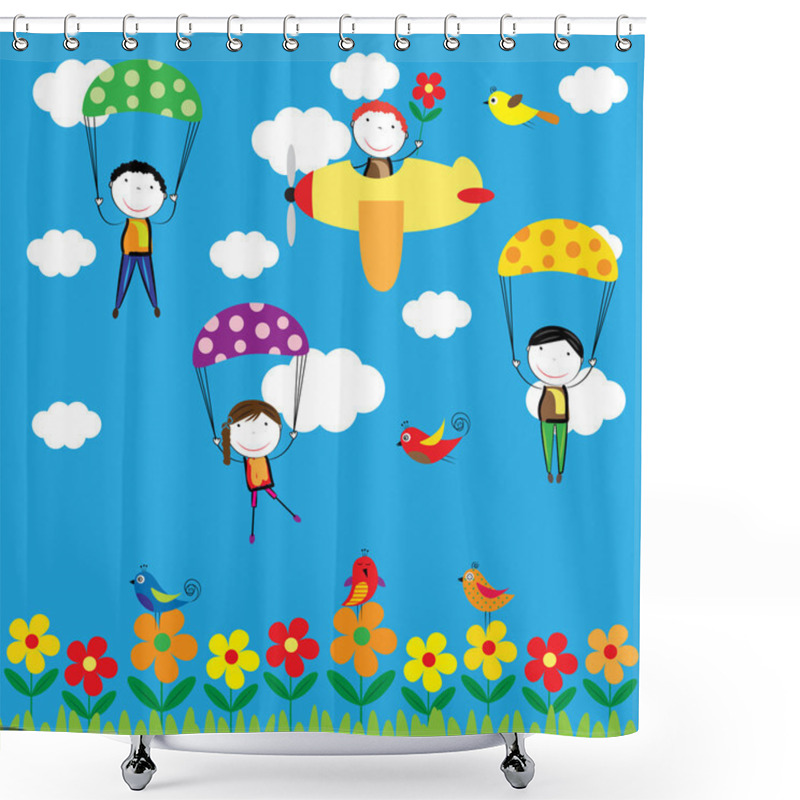 Personality  Happy Kids Shower Curtains