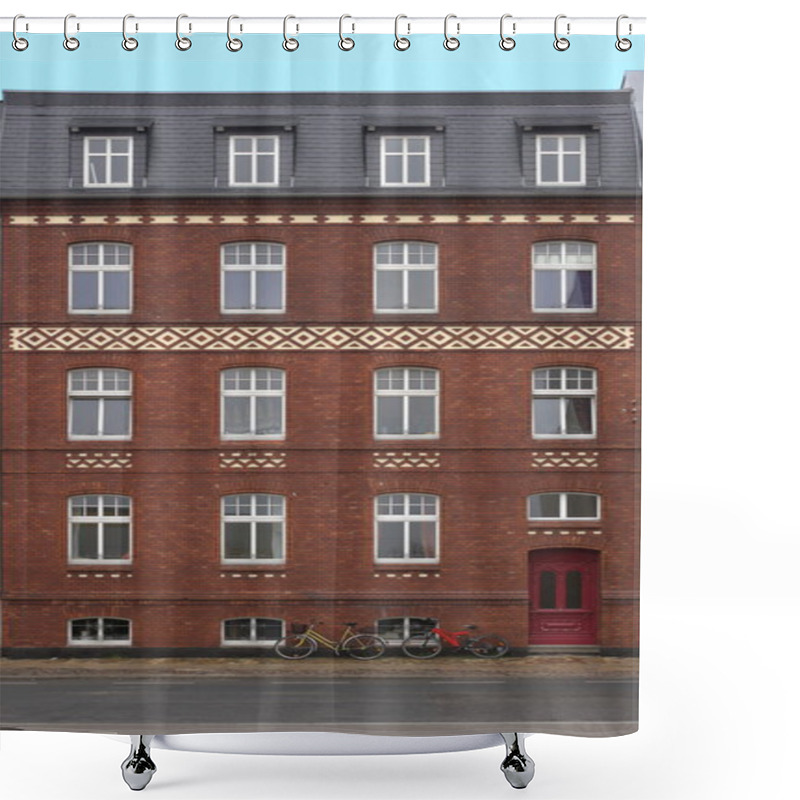 Personality  Face Of A Red Bricked House Shower Curtains