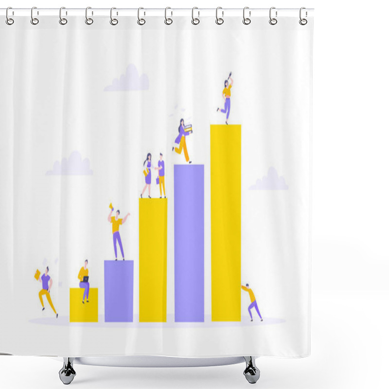 Personality  Career Climbing And Supporting With Giving A Helping Hand Business Concept Flat Style Design Vector Illustration. Shower Curtains