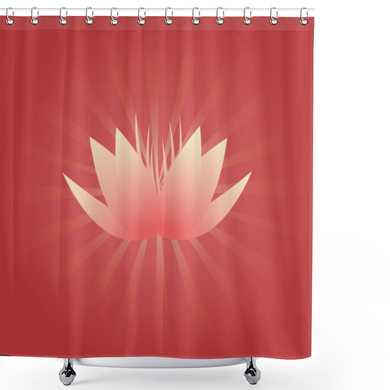 Personality  Pink Lotus Flower On Red Background With Radial Beams Shower Curtains