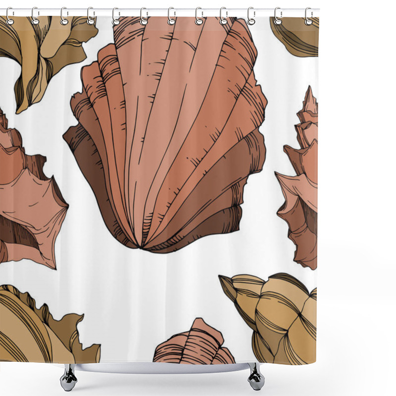 Personality  Vector Summer Beach Seashell Tropical Elements. Black And White  Shower Curtains