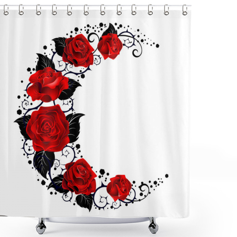 Personality  The Moon Of Red Roses Shower Curtains