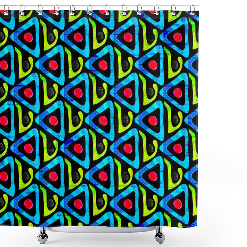 Personality  Bright Graffiti Geometric Seamless Pattern Grunge Effect Shower Curtains