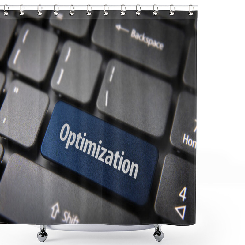 Personality  Blue Optimization Keyboard Key, Business Background Shower Curtains