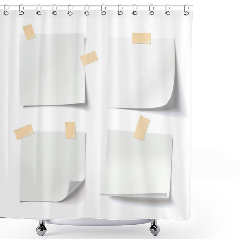 Personality  White Note Papers With Curled Corner And Adhesive Tape, Ready For Your Message Shower Curtains