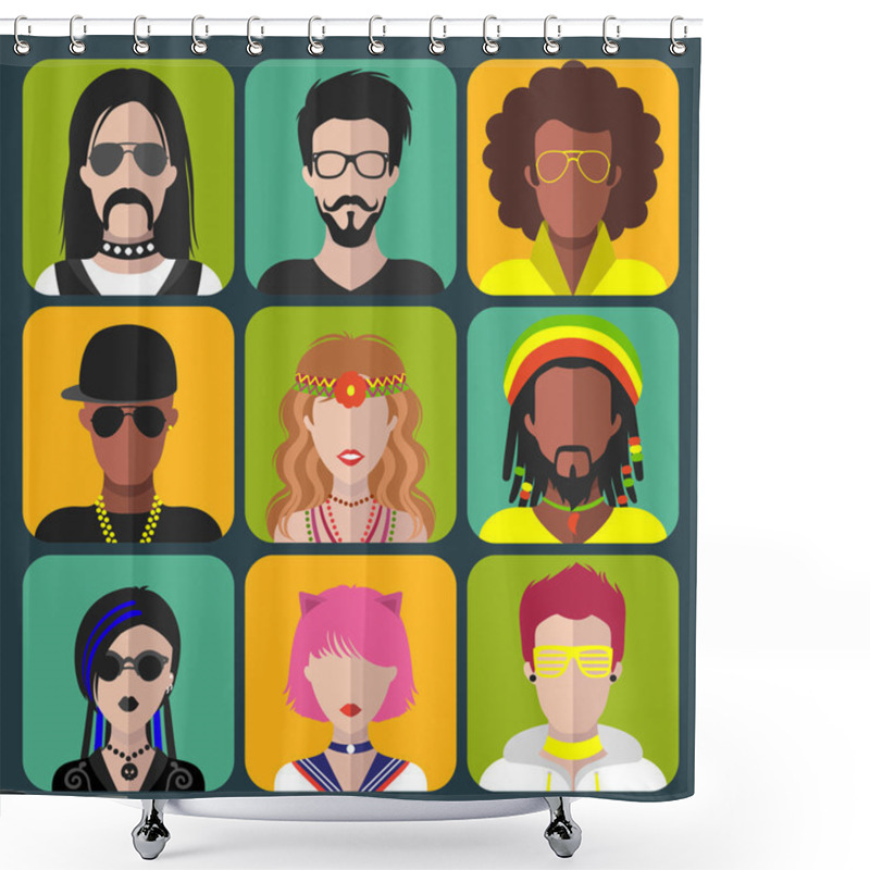 Personality  Set Of Different Subcultures Shower Curtains