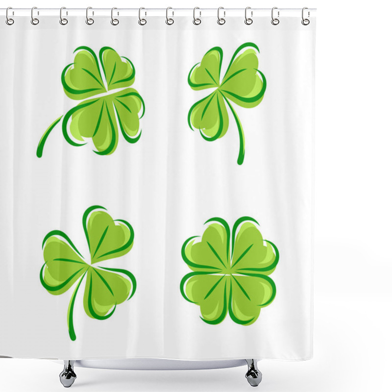 Personality  Leaf Clover Set. Vector Shower Curtains