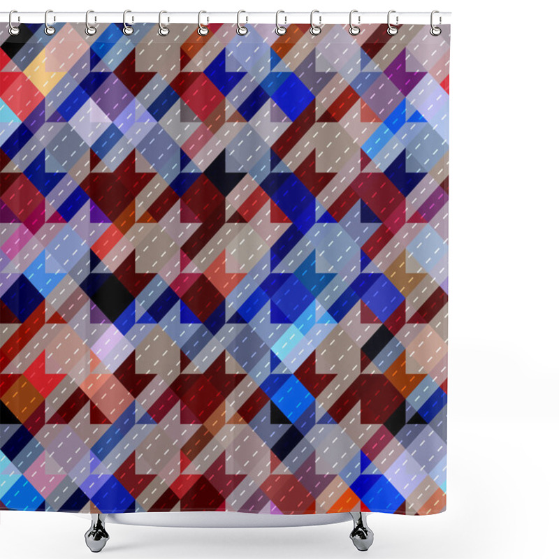 Personality  Houndstooth Pattern On Abstract Geometric Background. Shower Curtains