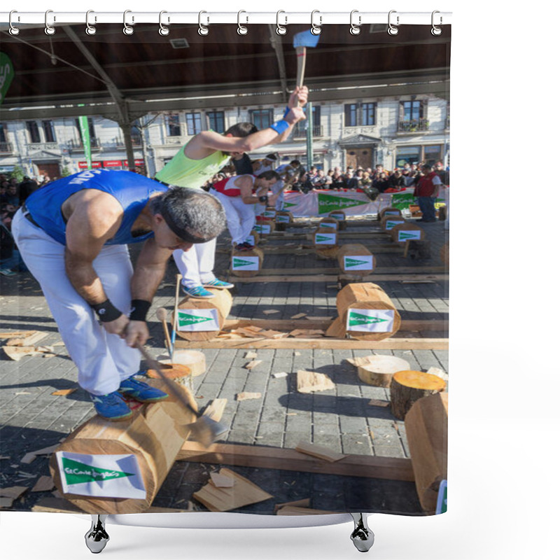 Personality  Wood Chopping In Bilbao Shower Curtains