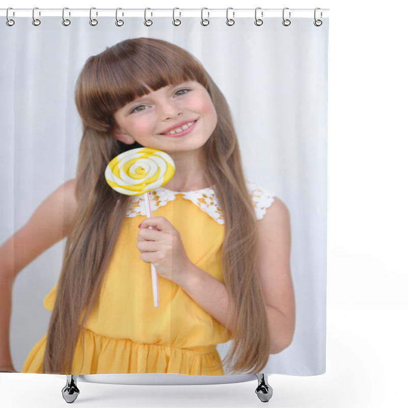 Personality  Portrait Of Little Girl Outdoors In Summer Shower Curtains